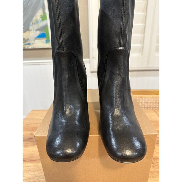 Stuart Weitzman Curveblock 100mm Black Booties Lambskin Leather Size 9.5 NWOB - Picture 6 of 15
